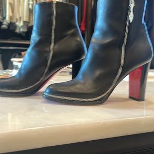 Christian Louboutin black leather booties